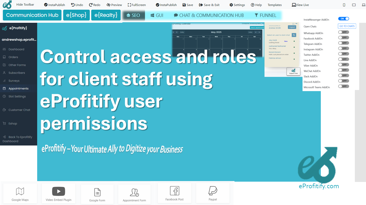 Control access and roles for client staff using eProfitify user permissions